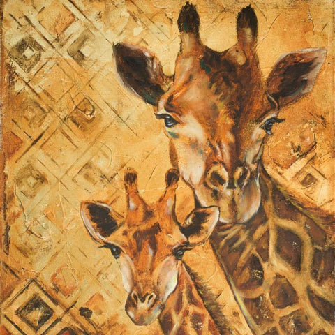 Safari Mother and Son I Black Ornate Wood Framed Art Print with Double Matting by Pinto, Patricia