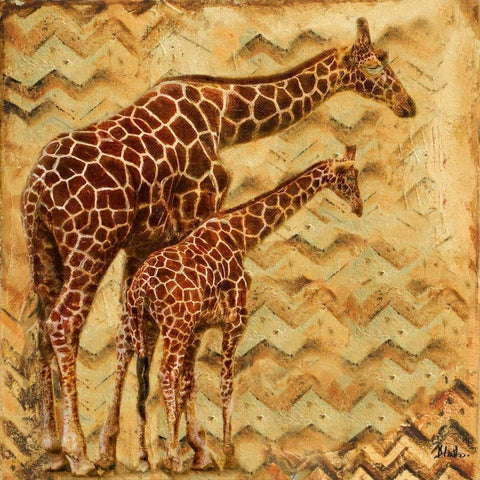 Safari Family II White Modern Wood Framed Art Print by Pinto, Patricia
