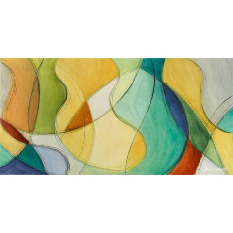 Curving Color White Modern Wood Framed Art Print by Loreth, Lanie