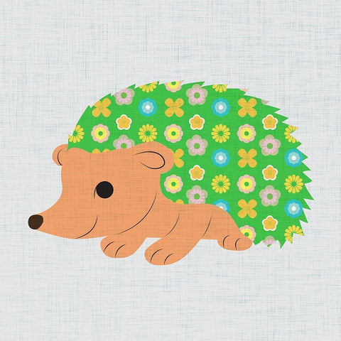 Retro Hedgehog I Gold Ornate Wood Framed Art Print with Double Matting by SD Graphics Studio