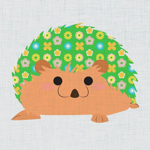 Retro Hedgehog III White Modern Wood Framed Art Print by SD Graphics Studio