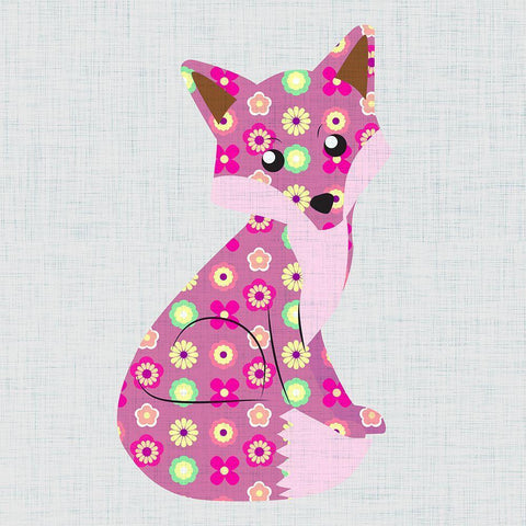 Retro Fox I Black Modern Wood Framed Art Print with Double Matting by SD Graphics Studio