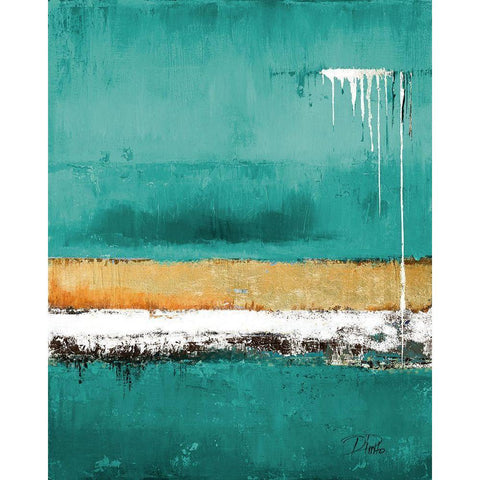Teal Rain Black Modern Wood Framed Art Print by Pinto, Patricia