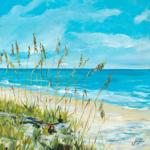 Seaside Square II White Modern Wood Framed Art Print with Double Matting by DeRice, Julie