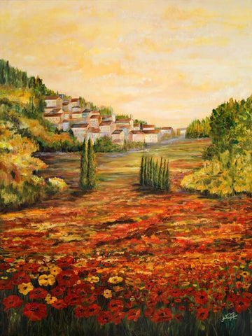 Tuscany Scene White Modern Wood Framed Art Print with Double Matting by DeRice, Julie