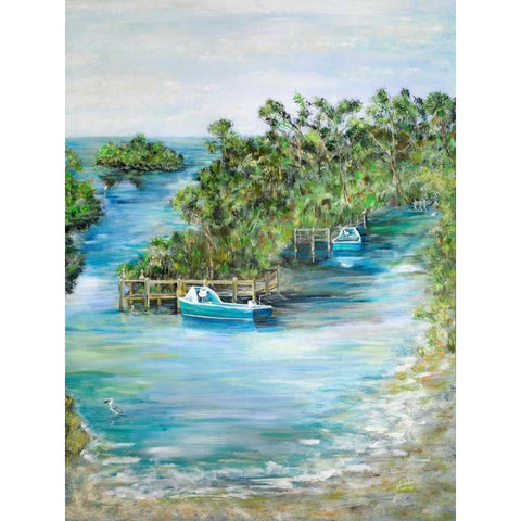 Florida Scene White Modern Wood Framed Art Print by DeRice, Julie