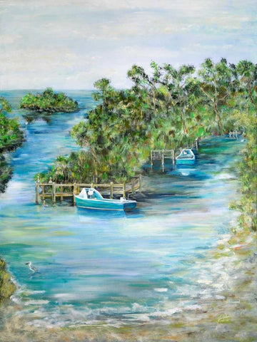 Florida Scene Black Ornate Wood Framed Art Print with Double Matting by DeRice, Julie