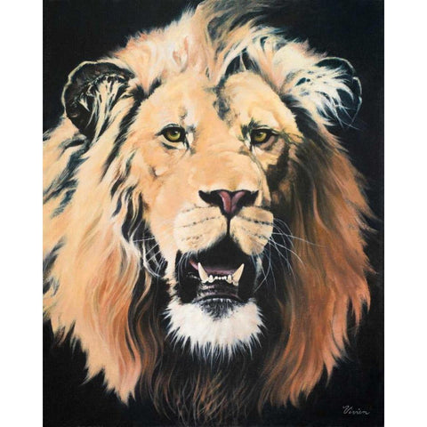 Lion Black Modern Wood Framed Art Print with Double Matting by Rhyan, Vivien