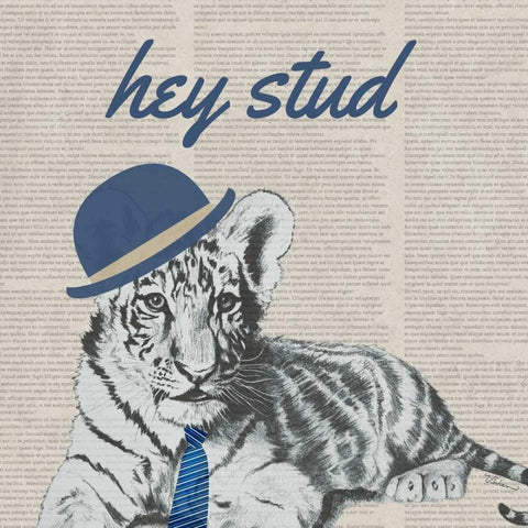 Stud Tiger Black Ornate Wood Framed Art Print with Double Matting by Rhyan, Vivien