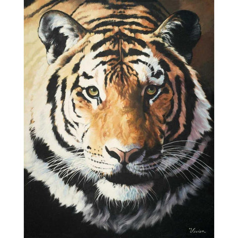 Tiger Black Modern Wood Framed Art Print by Rhyan, Vivien