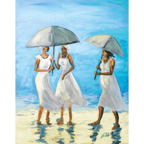 Women on Beach II Gold Ornate Wood Framed Art Print with Double Matting by DeRice, Julie