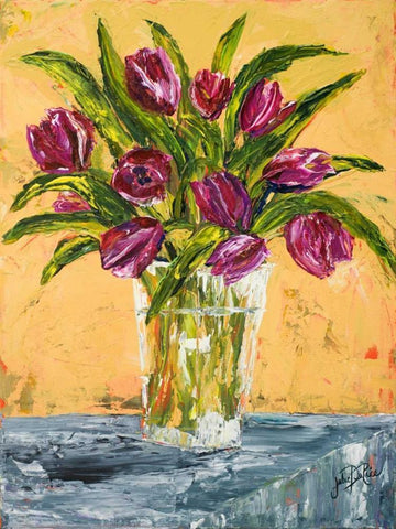 Tulips Black Ornate Wood Framed Art Print with Double Matting by DeRice, Julie