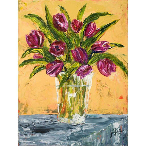 Tulips Black Modern Wood Framed Art Print with Double Matting by DeRice, Julie
