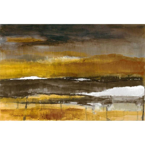 Stratscape in Gold Black Modern Wood Framed Art Print with Double Matting by Loreth, Lanie