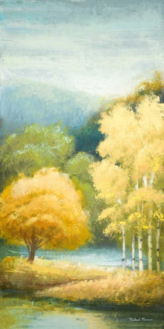Birchwood I White Modern Wood Framed Art Print with Double Matting by Marcon, Michael