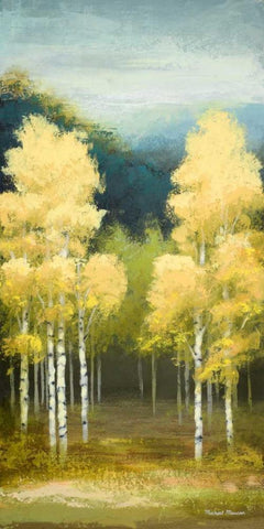Birchwood II White Modern Wood Framed Art Print with Double Matting by Marcon, Michael