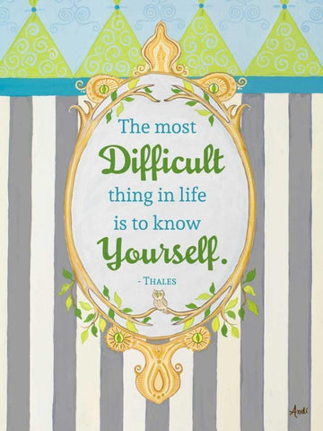 Know Yourself Black Ornate Wood Framed Art Print with Double Matting by Metz, Andi