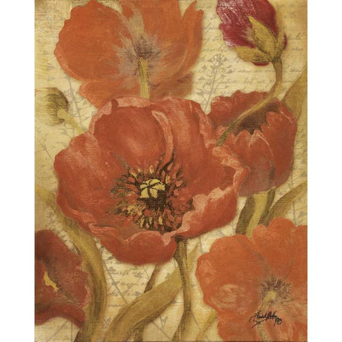 Red Scripted Beauty II Gold Ornate Wood Framed Art Print with Double Matting by Medley, Elizabeth