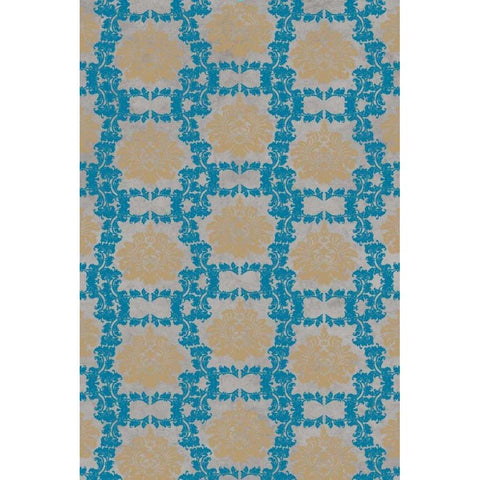 Tan and Blue Floral Pattern I White Modern Wood Framed Art Print by Medley, Elizabeth