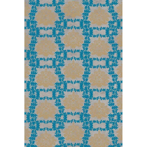 Tan and Blue Floral Pattern I Gold Ornate Wood Framed Art Print with Double Matting by Medley, Elizabeth