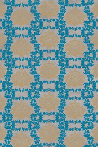 Tan and Blue Floral Pattern I Black Ornate Wood Framed Art Print with Double Matting by Medley, Elizabeth