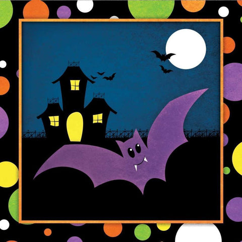 Halloween Bat White Modern Wood Framed Art Print by Josefina