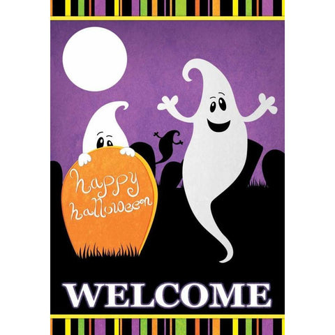 Halloween Ghost White Modern Wood Framed Art Print by Josefina