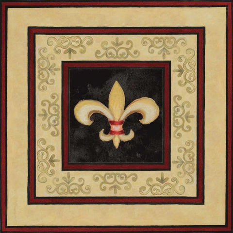 Fleur de Lys I Gold Ornate Wood Framed Art Print with Double Matting by Gaynor, Janice