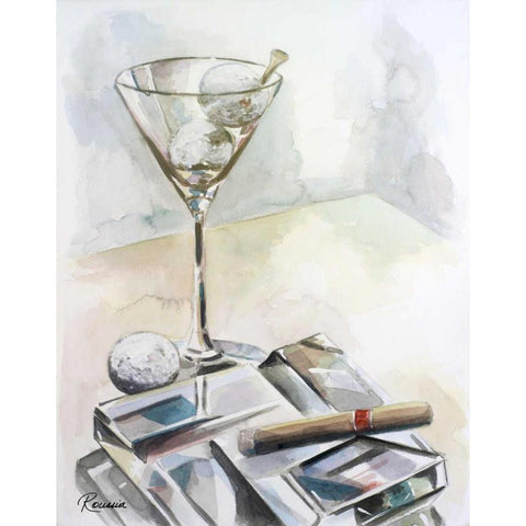 Golftini Black Modern Wood Framed Art Print with Double Matting by French-Roussia, Heather A.