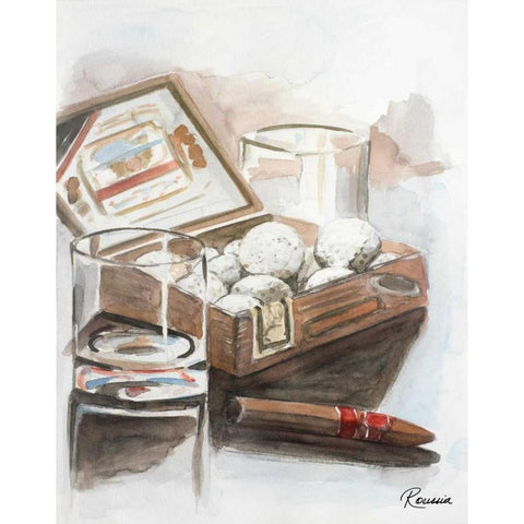 Box of Golf Balls Gold Ornate Wood Framed Art Print with Double Matting by French-Roussia, Heather A.