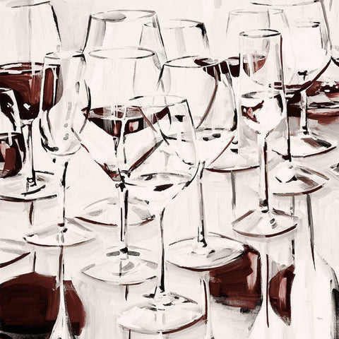 Glasses Half Full II White Modern Wood Framed Art Print by French-Roussia, Heather A.