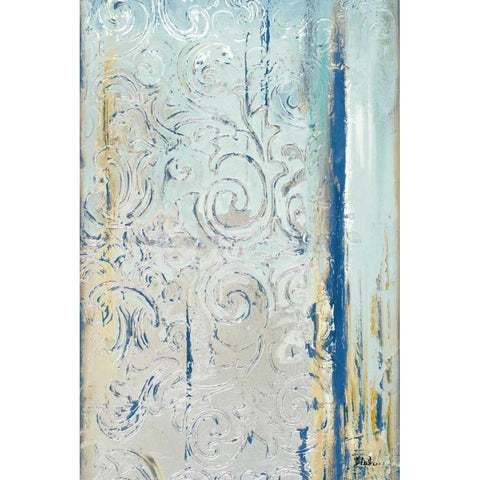 Teal Silver I Gold Ornate Wood Framed Art Print with Double Matting by Pinto, Patricia