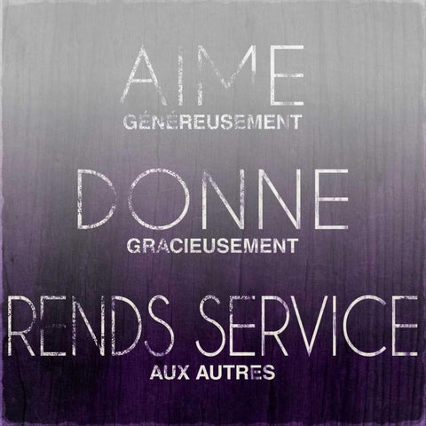 Love, Give, Help (French) Black Ornate Wood Framed Art Print with Double Matting by SD Graphics Studio