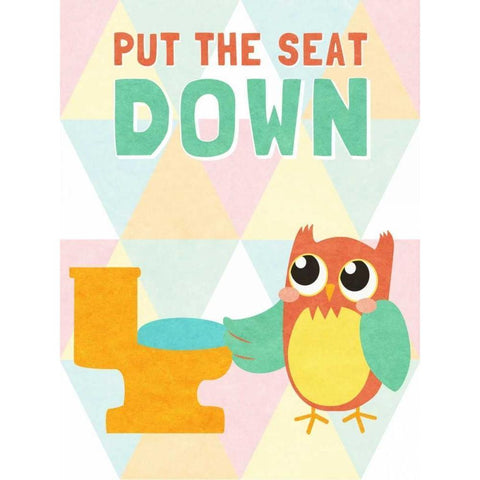 Put the Seat Down White Modern Wood Framed Art Print by SD Graphics Studio