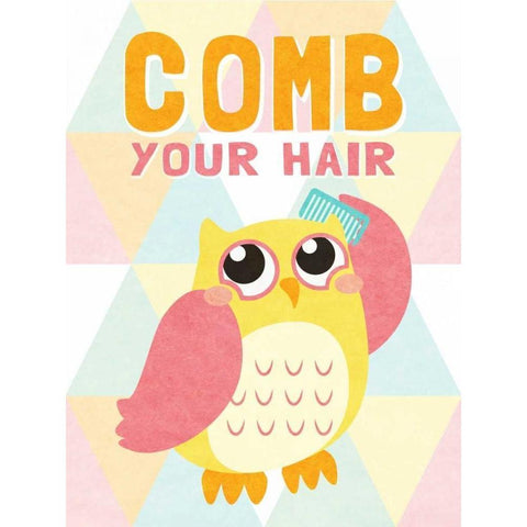 Comb your Hair Black Modern Wood Framed Art Print with Double Matting by SD Graphics Studio