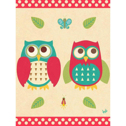 Wise Owls II Gold Ornate Wood Framed Art Print with Double Matting by Metz, Andi