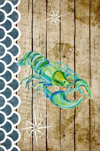 Planked Sealife I White Modern Wood Framed Art Print with Double Matting by DeRice, Julie