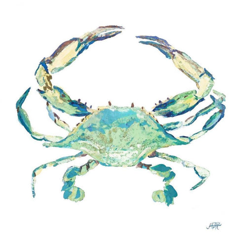 Sea Life in Blues II (crab) Gold Ornate Wood Framed Art Print with Double Matting by DeRice, Julie