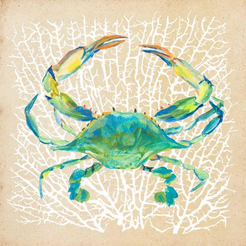 Sealife Crab Gold Ornate Wood Framed Art Print with Double Matting by DeRice, Julie