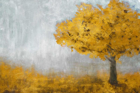 Yellow Eternal Tree White Modern Wood Framed Art Print with Double Matting by Johnson, Walt