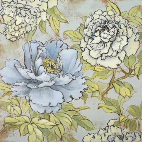 Peony Fascination I Gold Ornate Wood Framed Art Print with Double Matting by Loreth, Lanie