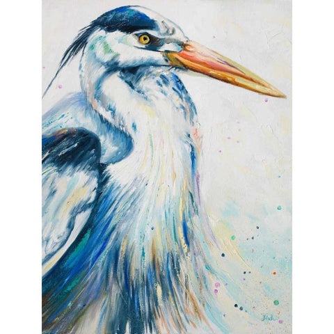 New Blue Heron I White Modern Wood Framed Art Print by Pinto, Patricia