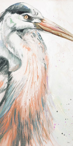 New Orange Heron I Black Ornate Wood Framed Art Print with Double Matting by Pinto, Patricia