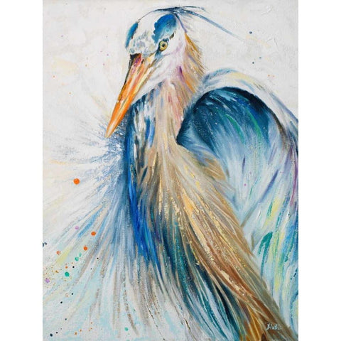New Blue Heron II Gold Ornate Wood Framed Art Print with Double Matting by Pinto, Patricia