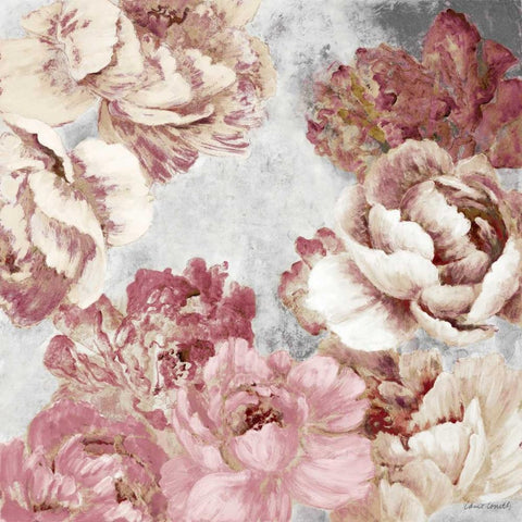 Florals in Pink and Cream Black Ornate Wood Framed Art Print with Double Matting by Loreth, Lanie