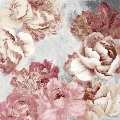 Florals in Pink and Cream White Modern Wood Framed Art Print by Loreth, Lanie