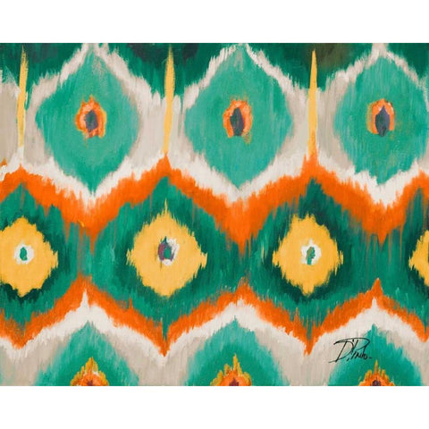 Tropical Ikat II Gold Ornate Wood Framed Art Print with Double Matting by Pinto, Patricia