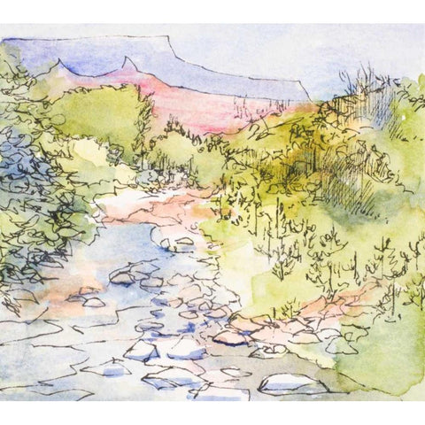 Along the River Black Modern Wood Framed Art Print with Double Matting by Slivka, Jane