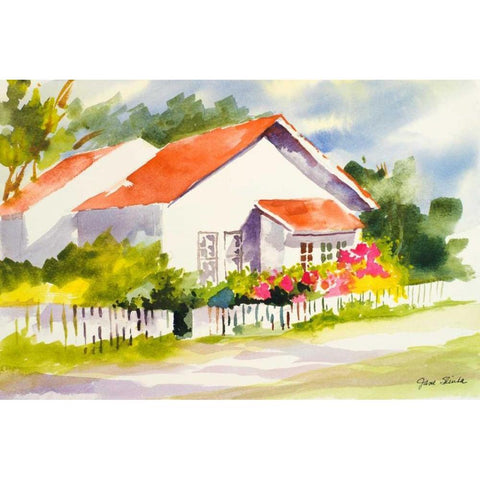 Beach Cottage II White Modern Wood Framed Art Print by Slivka, Jane