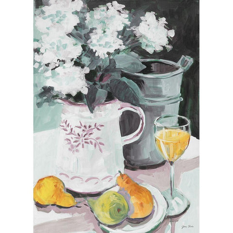 Pitcher of Flowers White Modern Wood Framed Art Print by Slivka, Jane